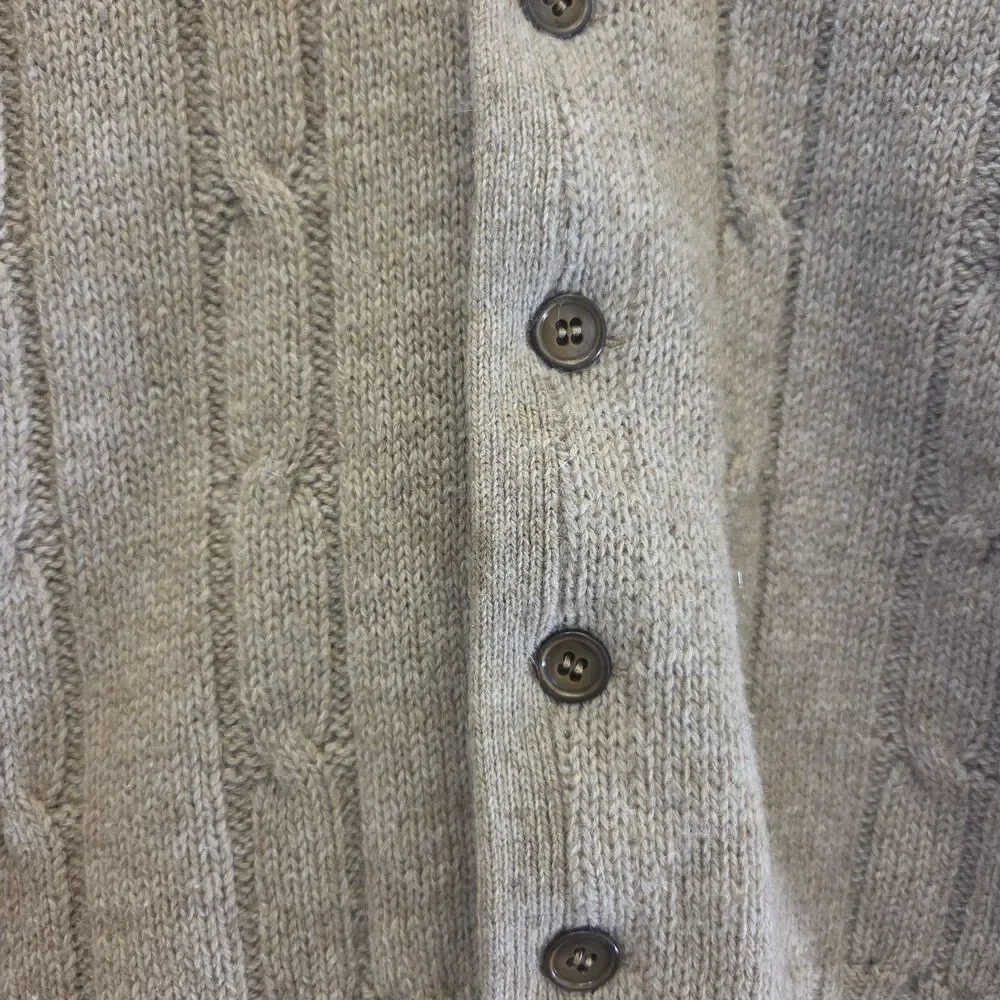 Vtg 50s/60s Brentwood Cable Knit Brown Cardigan Sweater Wool Blend Academia Lg